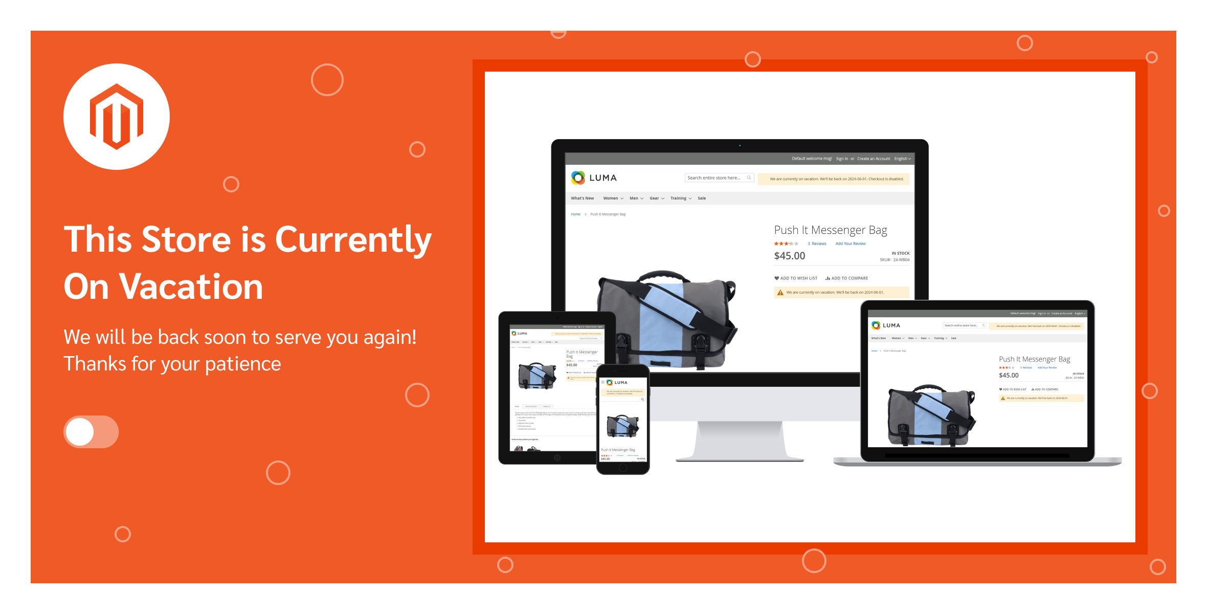 Magento 2 Vacation Mode